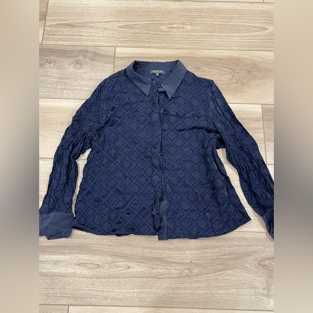 Lafayette 148 Blouse Black and Navy Viscose Size XXL